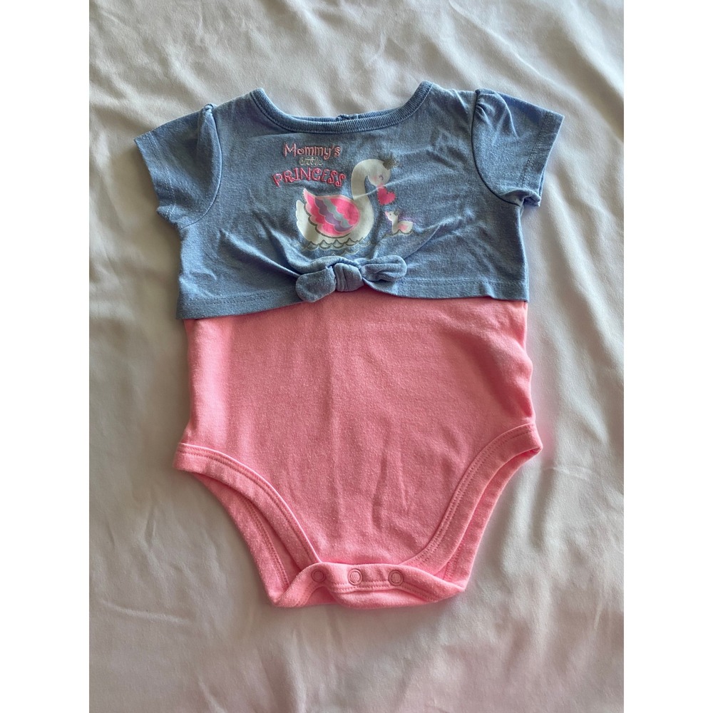 Garanimals Baby Girl Swan Graphic Whimsical Bodysuit Size 3-6M Blue Pink